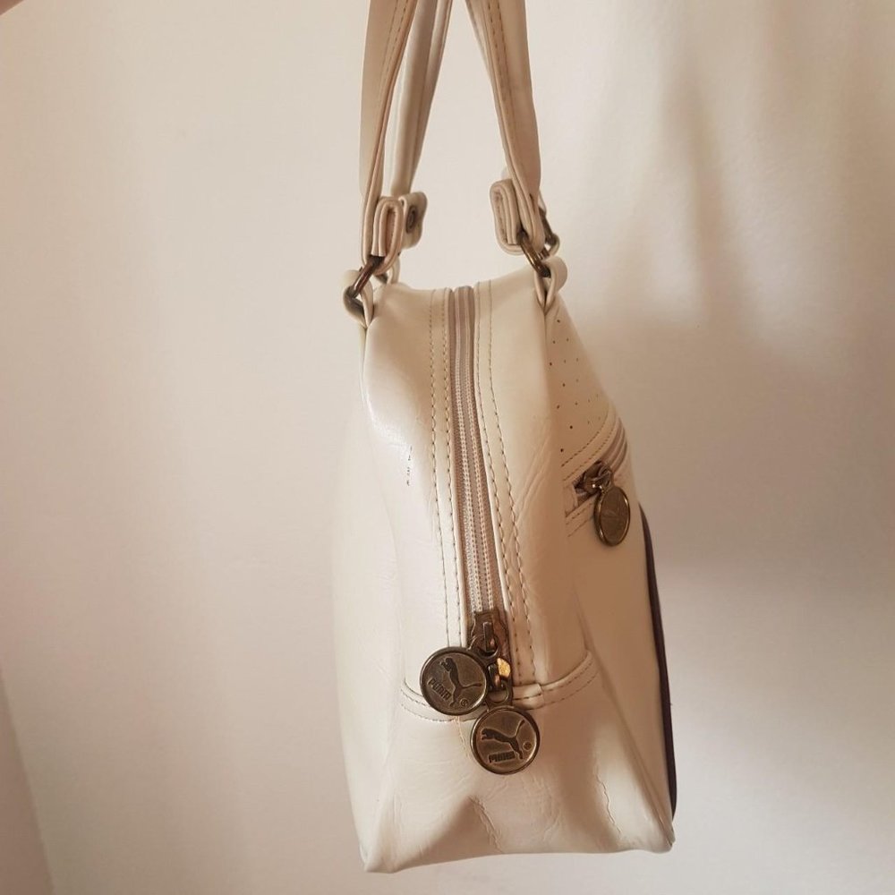 Vintage Puma Vinyl Mini Handbag Retro Bowling Bag Faux Leather Womens - Picture 3 of 8